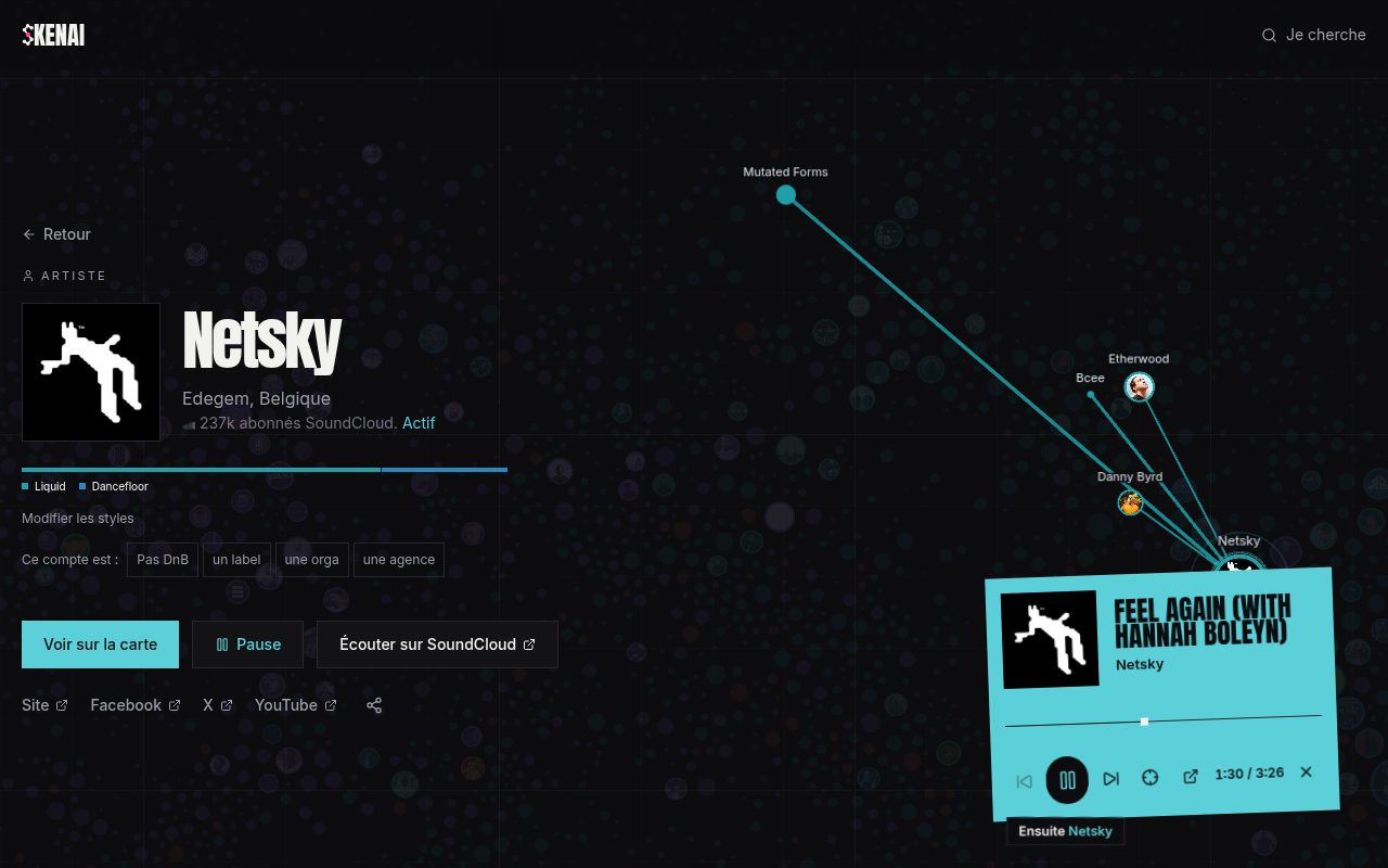 The player bottom right on an artist page